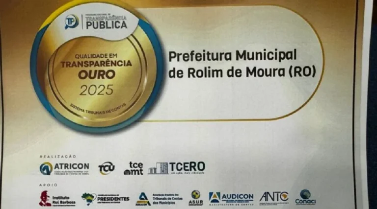 Rolim de Moura recebe certificação Ouro em Transparência Pública 2025