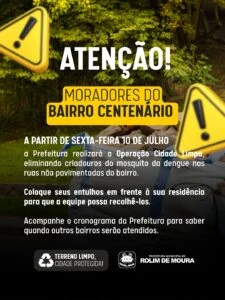 Limpeza no Bairro Centenário começa na sexta-feira